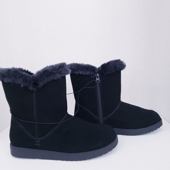 Universal Thread Black Faux Shearling Short Suede Boots - Picture 9 of 15